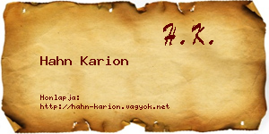 Hahn Karion névjegykártya